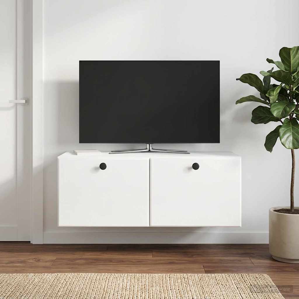 vidaXL Wall-Mounted TV Cabinet 78.5 x 31 x 30 cm High Gloss White 4
