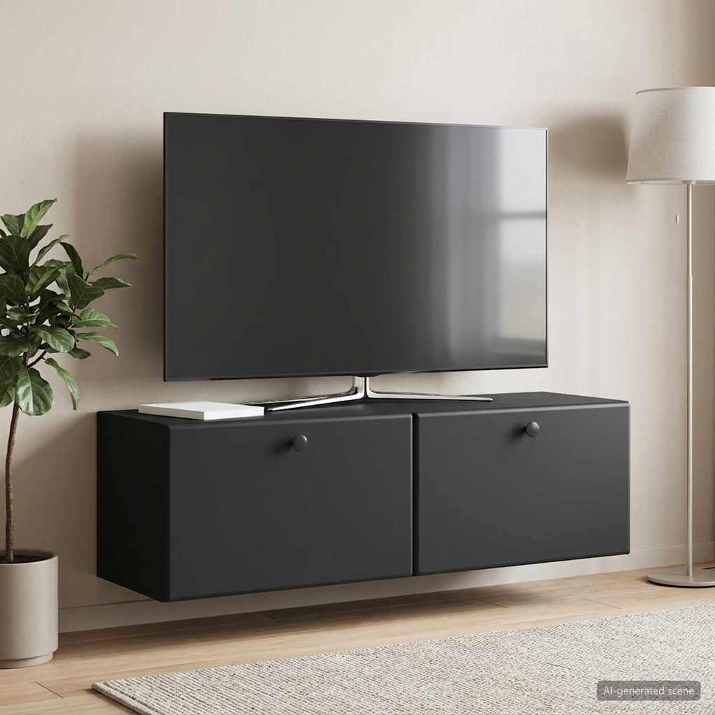 vidaXL Wall-Mounted TV Cabinet 98 x 31 x 30 cm Black Engineered Wood 1