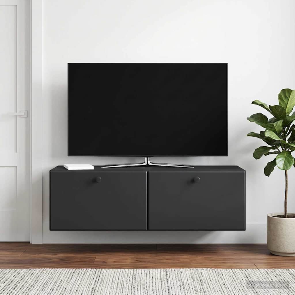 vidaXL Wall-Mounted TV Cabinet 98 x 31 x 30 cm Black Engineered Wood 4
