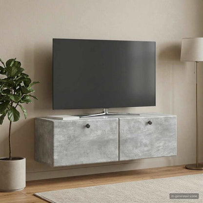 vidaXL Wall-Mounted TV Cabinet 98 x 31 x 30 cm Concrete Grey 4