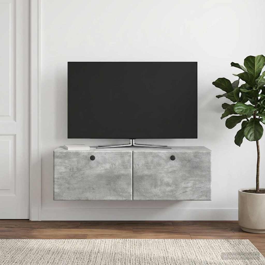 vidaXL Wall-Mounted TV Cabinet 98 x 31 x 30 cm Concrete Grey 1