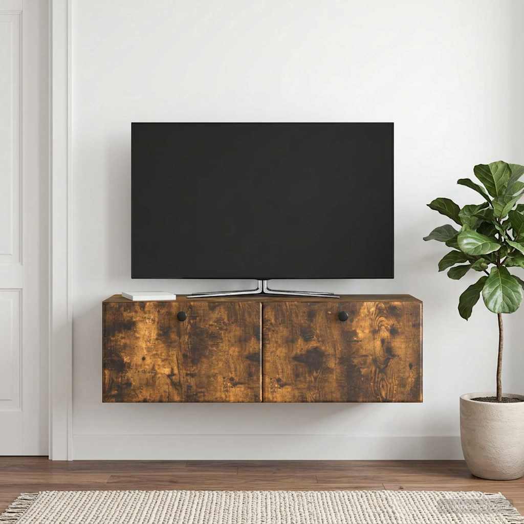 vidaXL Wall-Mounted TV Cabinet 98 x 31 x 30 cm Smoked Oak 4
