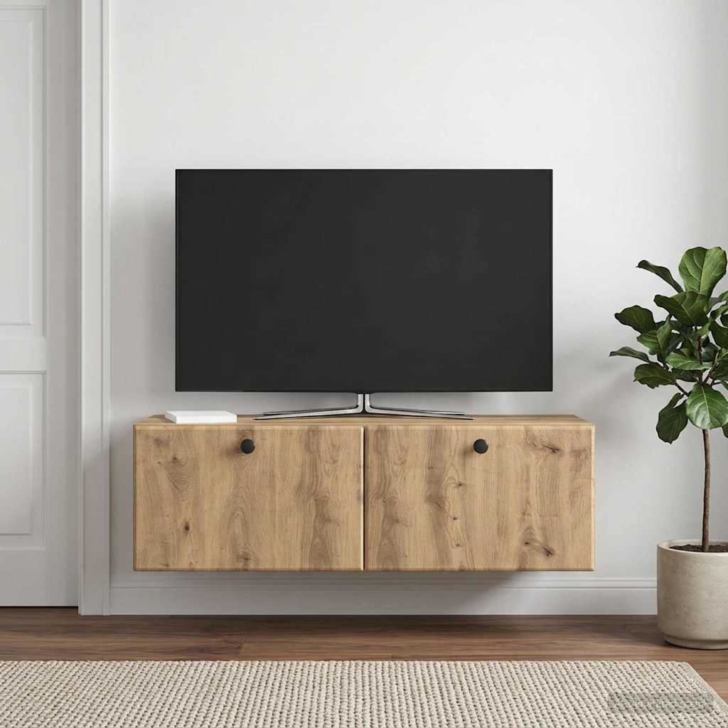 vidaXL Wall-Mounted TV Cabinet 98 x 31 x 30 cm Artisan Oak 1