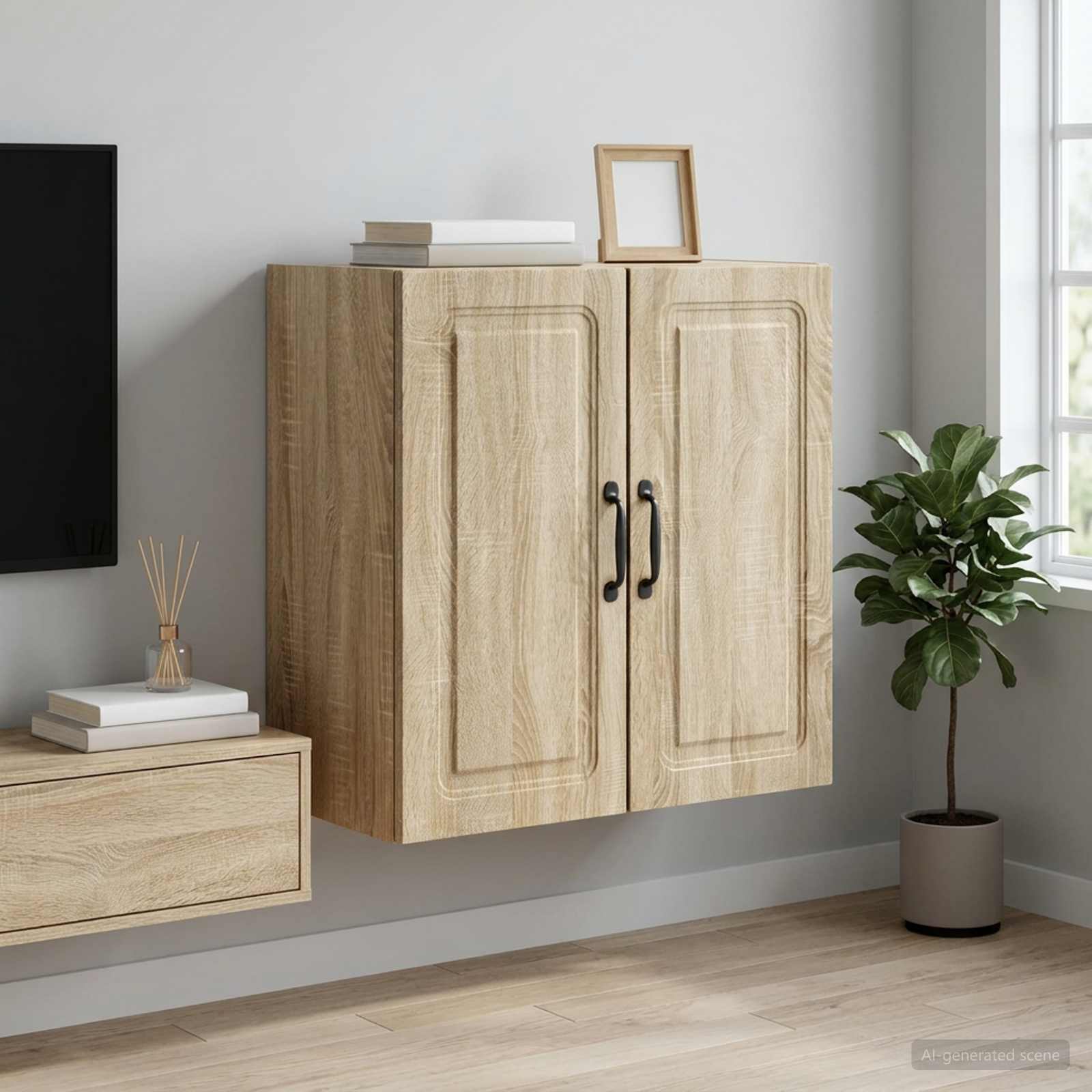 vidaXL Wall-Mounted Cabinet 59 x 31 x 60 cm Engineered Wood Sonoma Oak 1