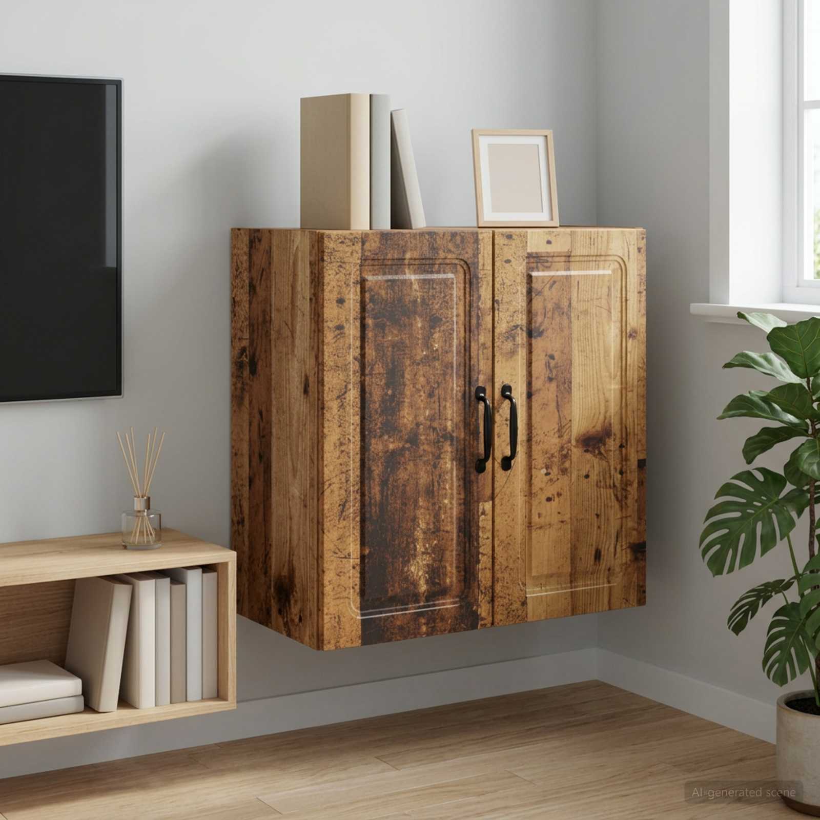 vidaXL Wall-Mounted Cabinet 59 x 31 x 60 cm Engineered Wood Old Wood 1
