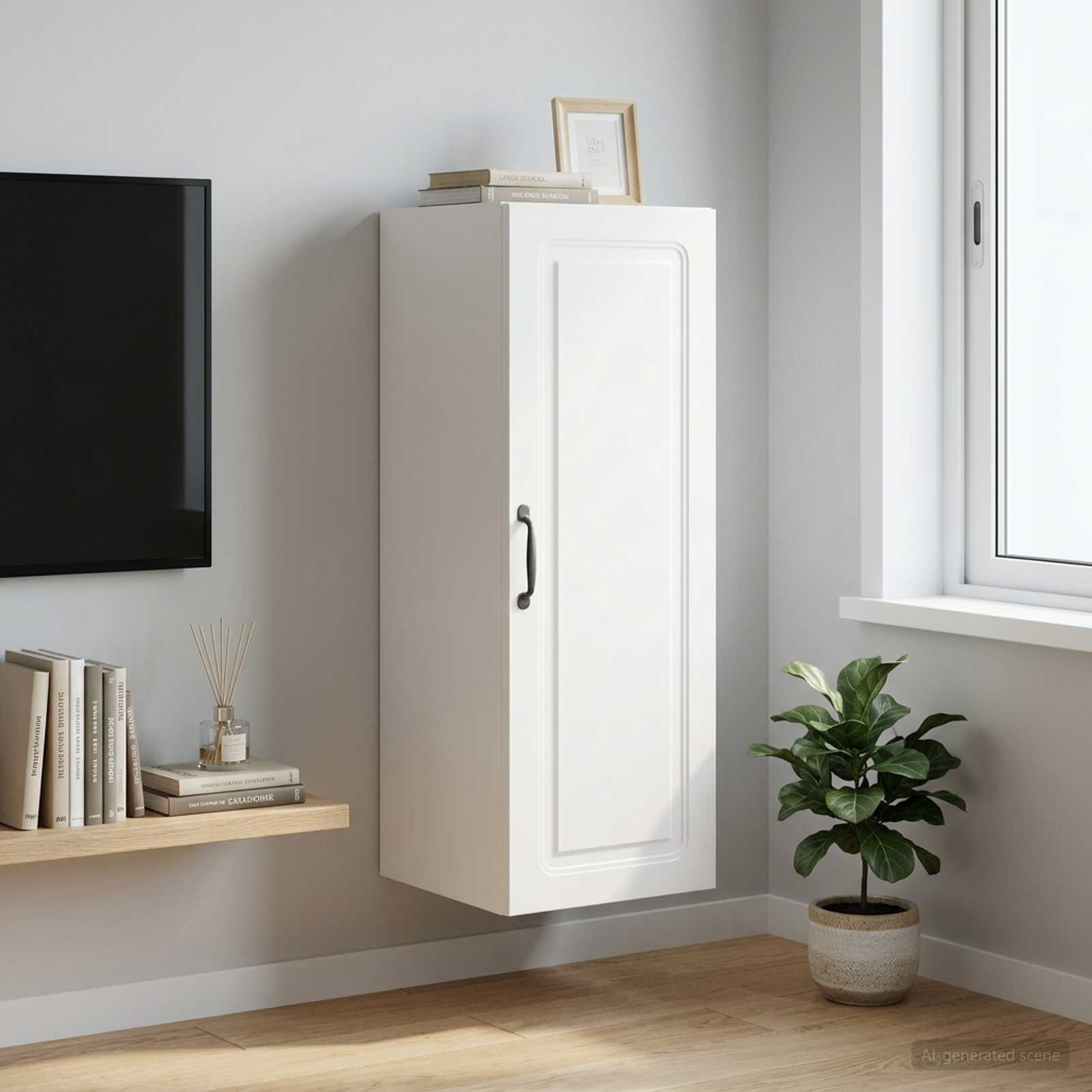 vidaXL Wall-Mounted Cabinet 33 x 34.5 x 90 cm Engineered Wood White 1