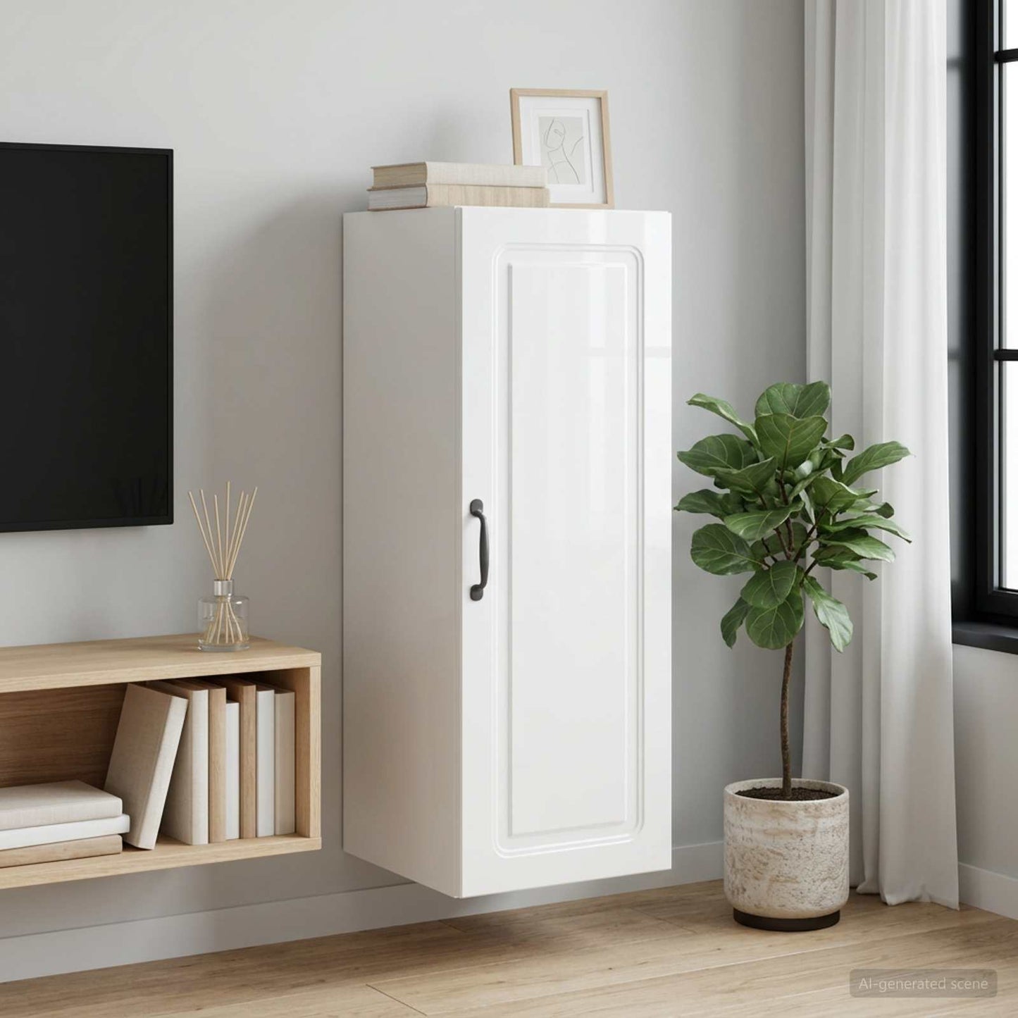 vidaXL Wall-Mounted Cabinet 33 x 34.5 x 90 cm Engineered Wood 1