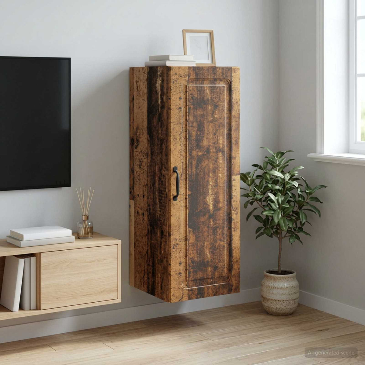 vidaXL Wall-Mounted Cabinet 33 x 34.5 x 90 cm Engineered Wood Old Wood 1