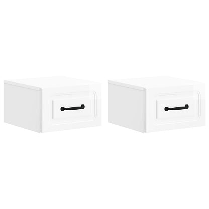vidaXL Wall-Mounted Bedside Cabinet 2 pcs High Gloss White 2