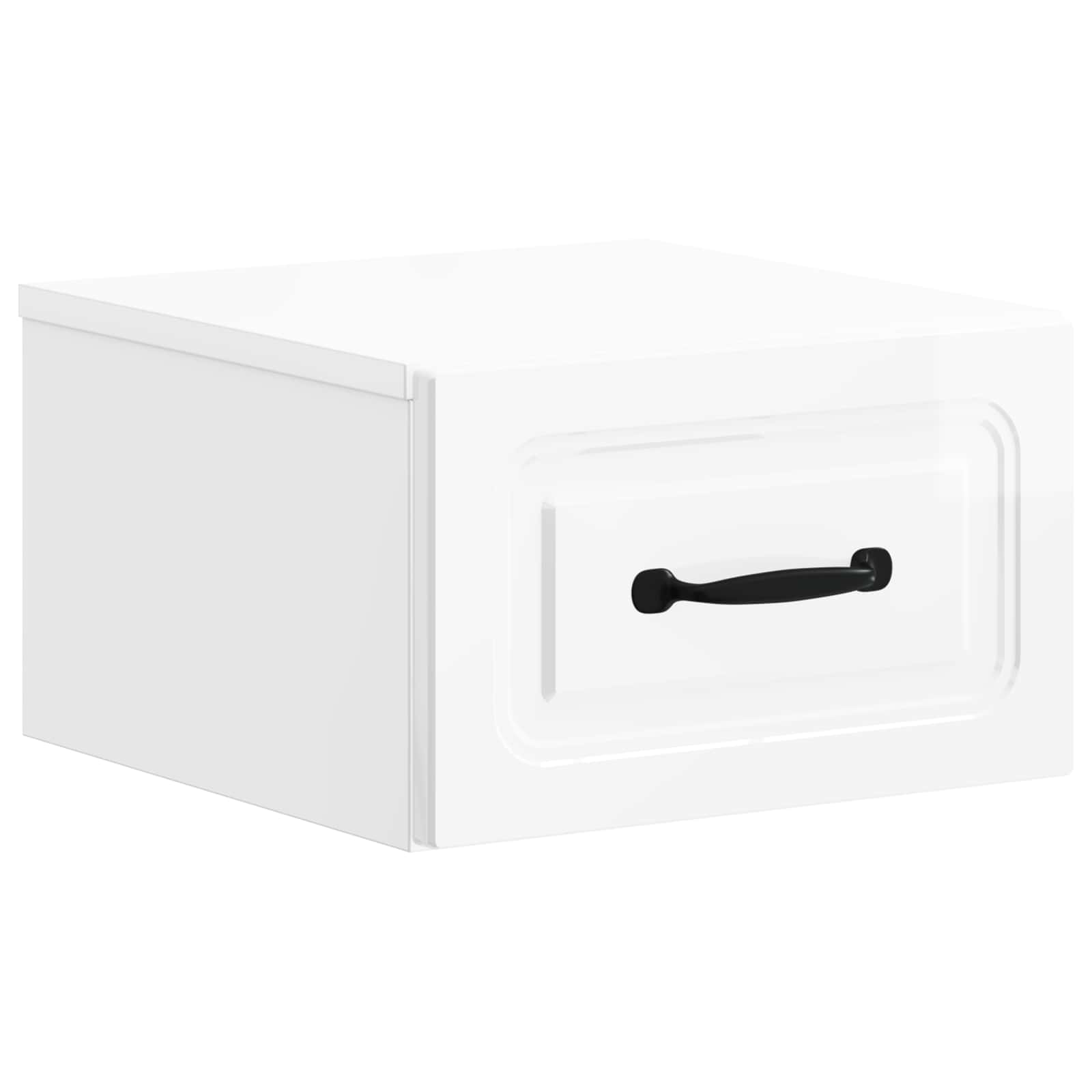 vidaXL Wall-Mounted Bedside Cabinet 2 pcs High Gloss White 5