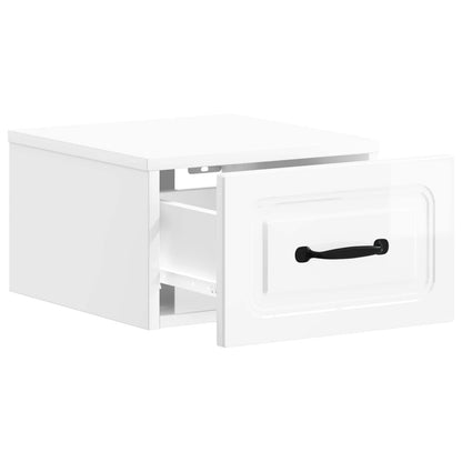 vidaXL Wall-Mounted Bedside Cabinet 2 pcs High Gloss White 6
