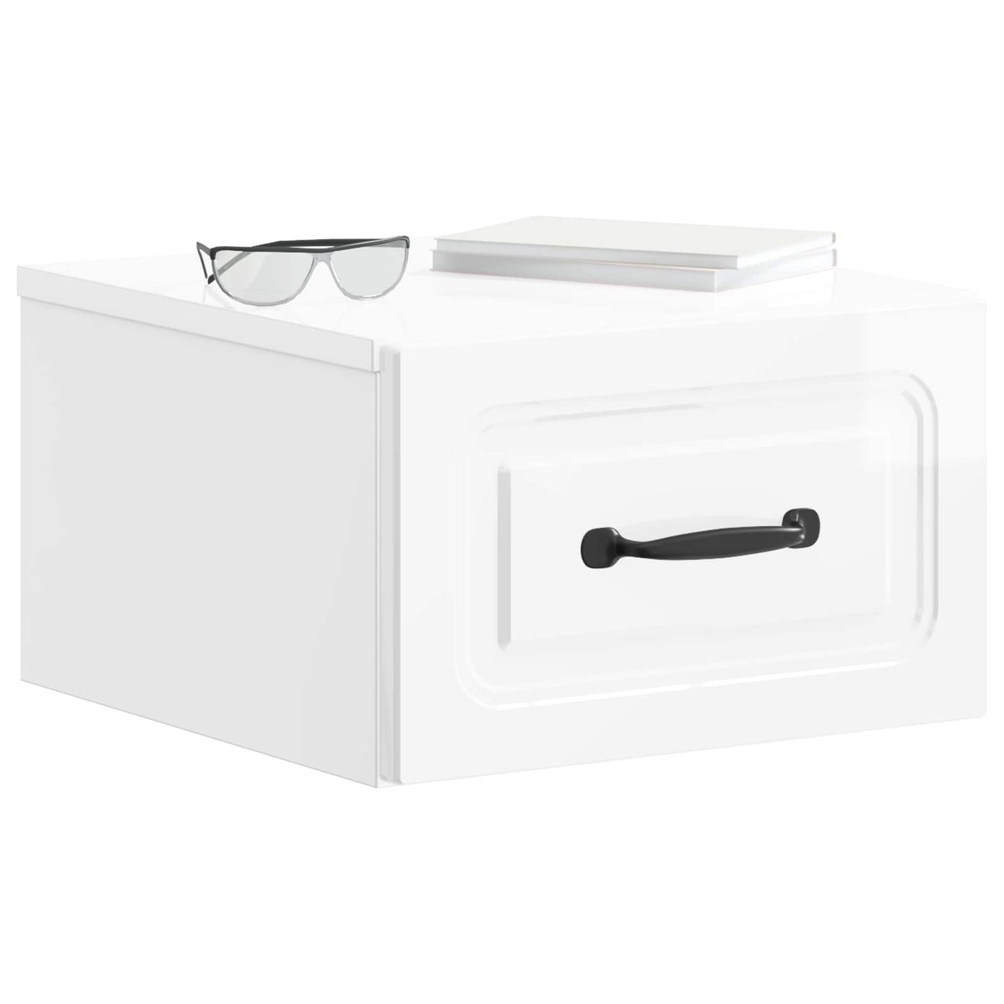 vidaXL Wall-Mounted Bedside Cabinet 2 pcs High Gloss White 3