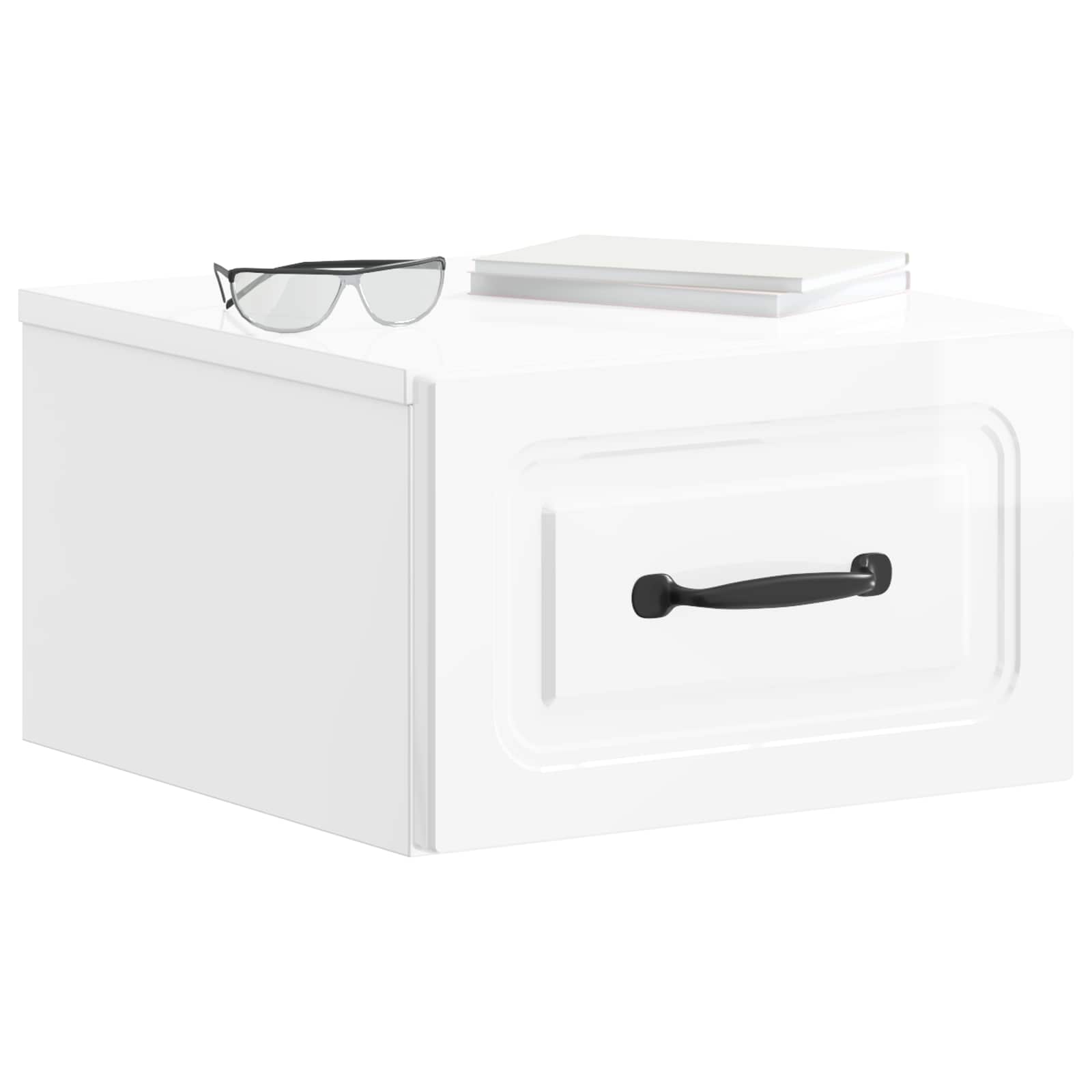 vidaXL Wall-Mounted Bedside Cabinet 2 pcs High Gloss White 3