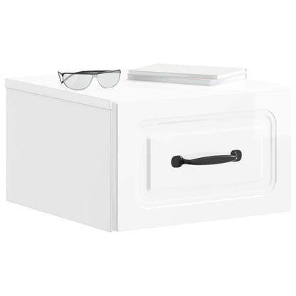 vidaXL Wall-Mounted Bedside Cabinet 2 pcs High Gloss White 3
