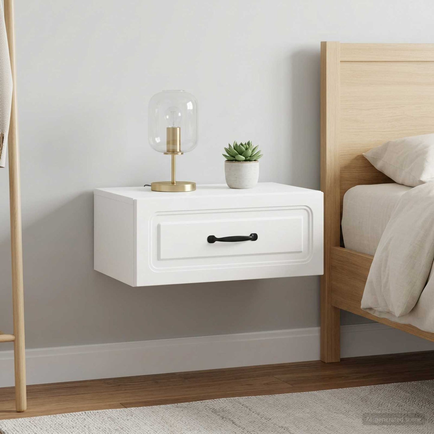 vidaXL Wall-Mounted Bedside Cabinet 2 pcs White 49 x 34.5 x 20 cm 1