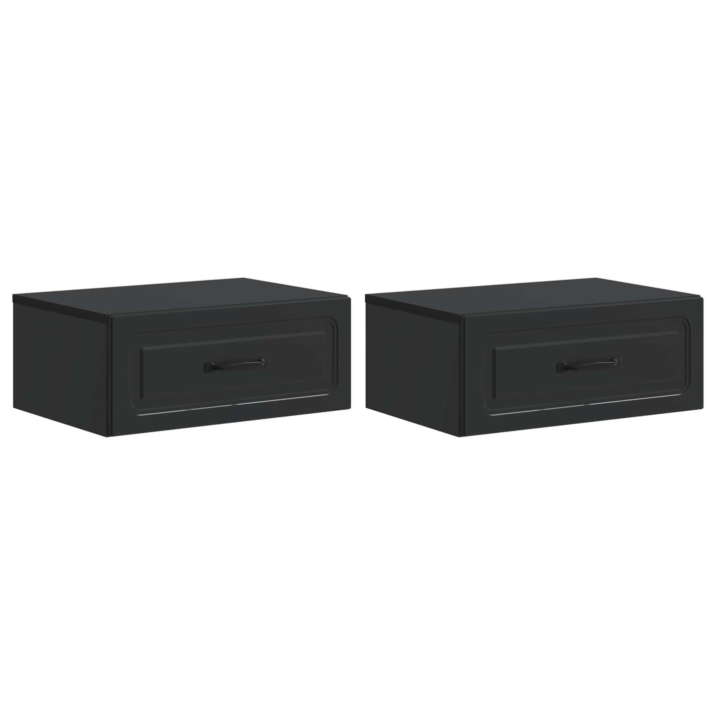 vidaXL Wall-Mounted Bedside Cabinet 2 pcs Black 49 x 34.5 x 20 cm 2