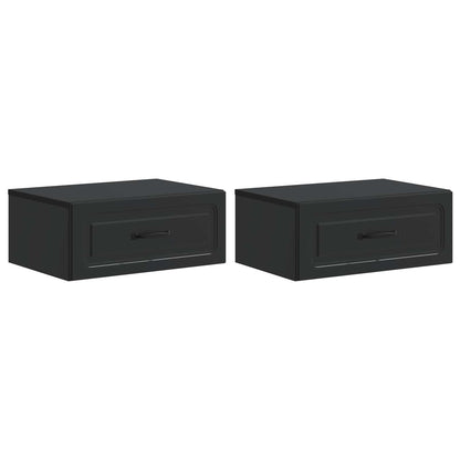 vidaXL Wall-Mounted Bedside Cabinet 2 pcs Black 49 x 34.5 x 20 cm 2