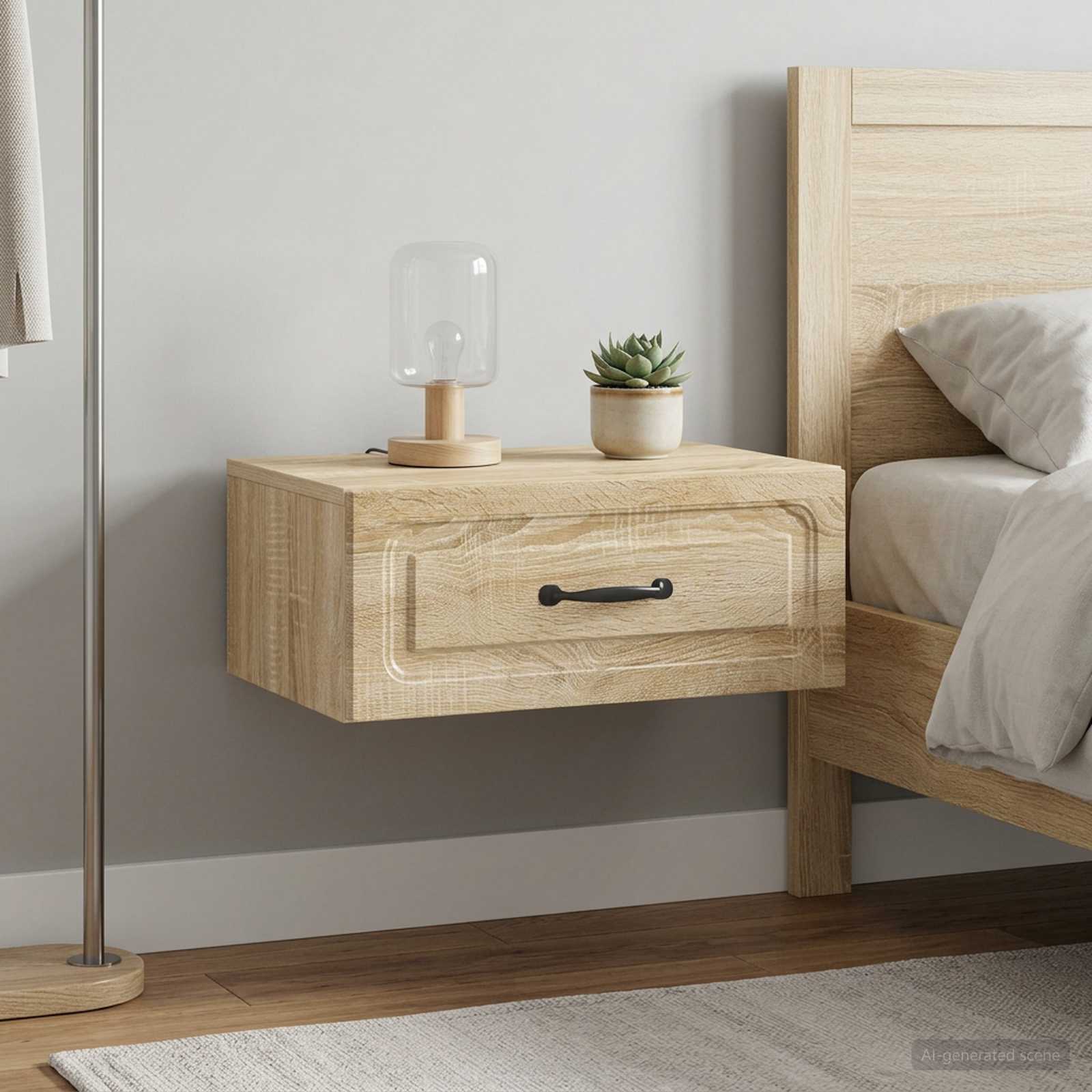 vidaXL Wall-Mounted Bedside Cabinet 2 pcs Sonoma Oak 49 x 34.5 x 20 cm 1