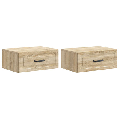 vidaXL Wall-Mounted Bedside Cabinet 2 pcs Sonoma Oak 49 x 34.5 x 20 cm 2