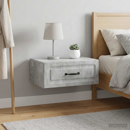 vidaXL Wall-Mounted Bedside Cabinet 2 pcs Concrete Grey 1