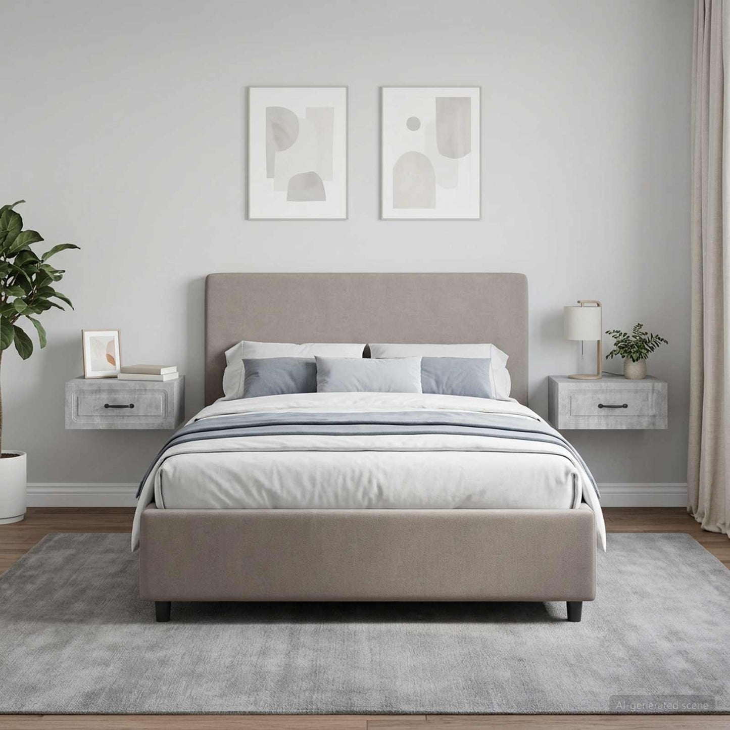 vidaXL Wall-Mounted Bedside Cabinet 2 pcs Concrete Grey 4