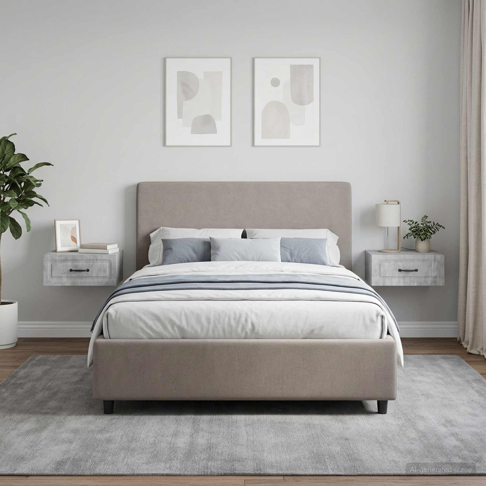 vidaXL Wall-Mounted Bedside Cabinet 2 pcs Concrete Grey 4
