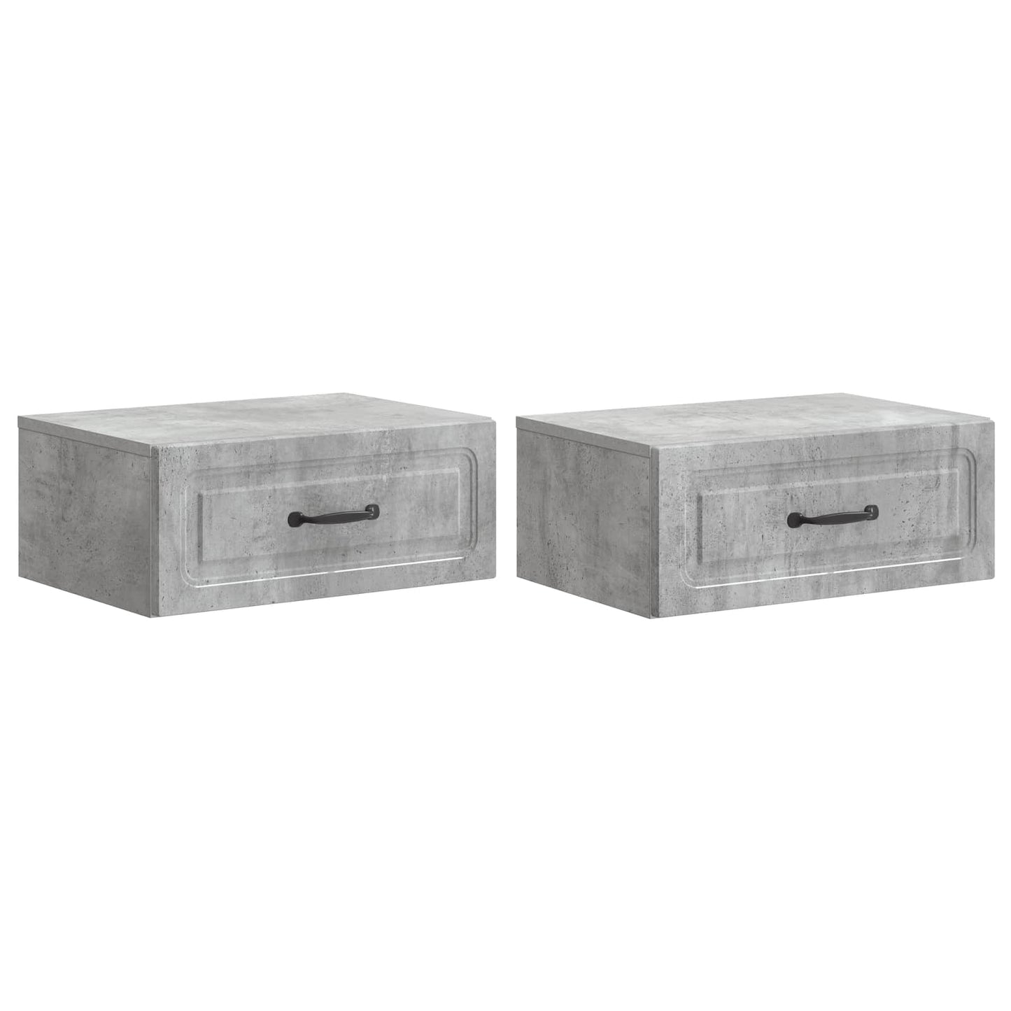 vidaXL Wall-Mounted Bedside Cabinet 2 pcs Concrete Grey 2