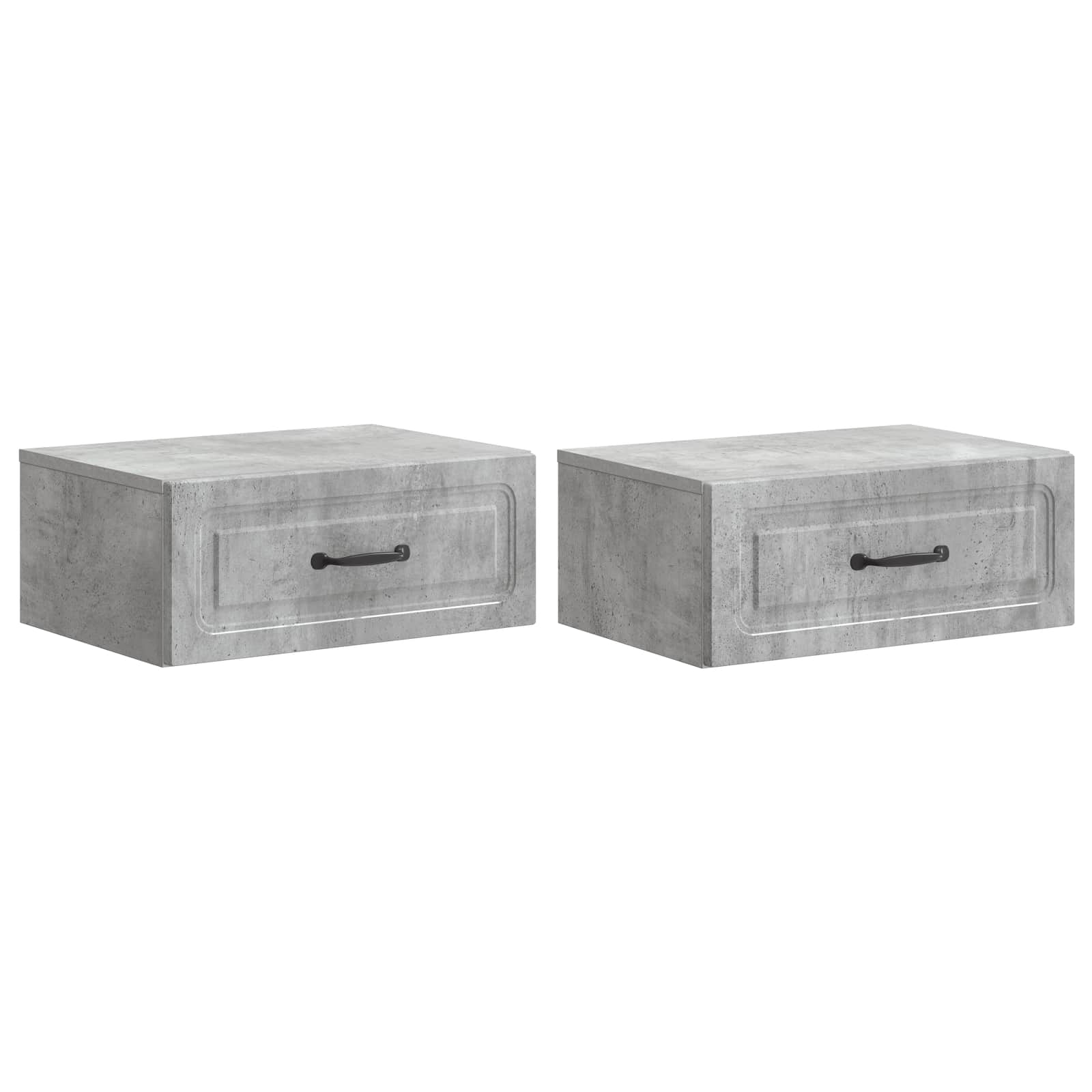 vidaXL Wall-Mounted Bedside Cabinet 2 pcs Concrete Grey 2