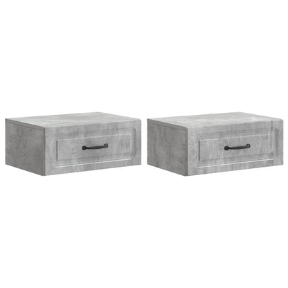 vidaXL Wall-Mounted Bedside Cabinet 2 pcs Concrete Grey 2