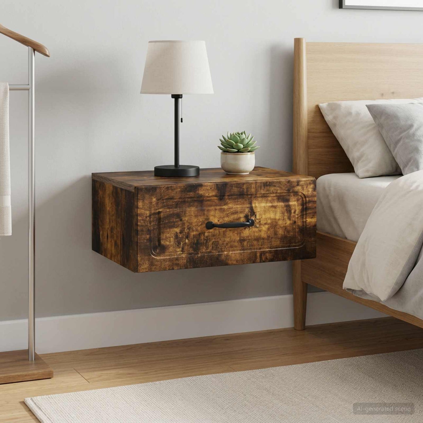 vidaXL Wall-Mounted Bedside Cabinet 2 pcs Smoked Oak 49 x 34.5 x 20 cm 1