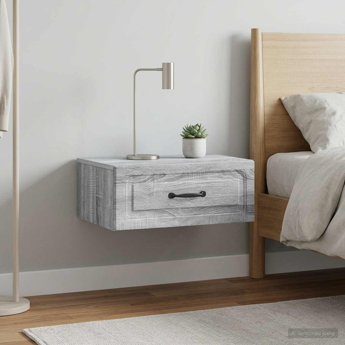 Wall-Mounted Bedside Cabinet 49 x 34.5 x 20 cm Grey sonoma
