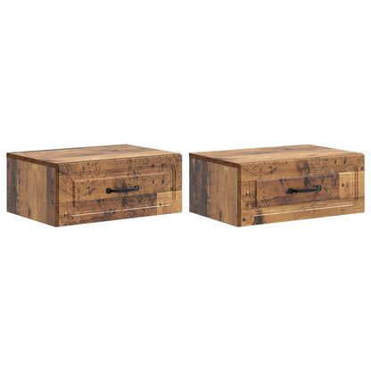 vidaXL Wall-Mounted Bedside Cabinet 2 pcs Old Wood 49 x 34.5 x 20 cm 2