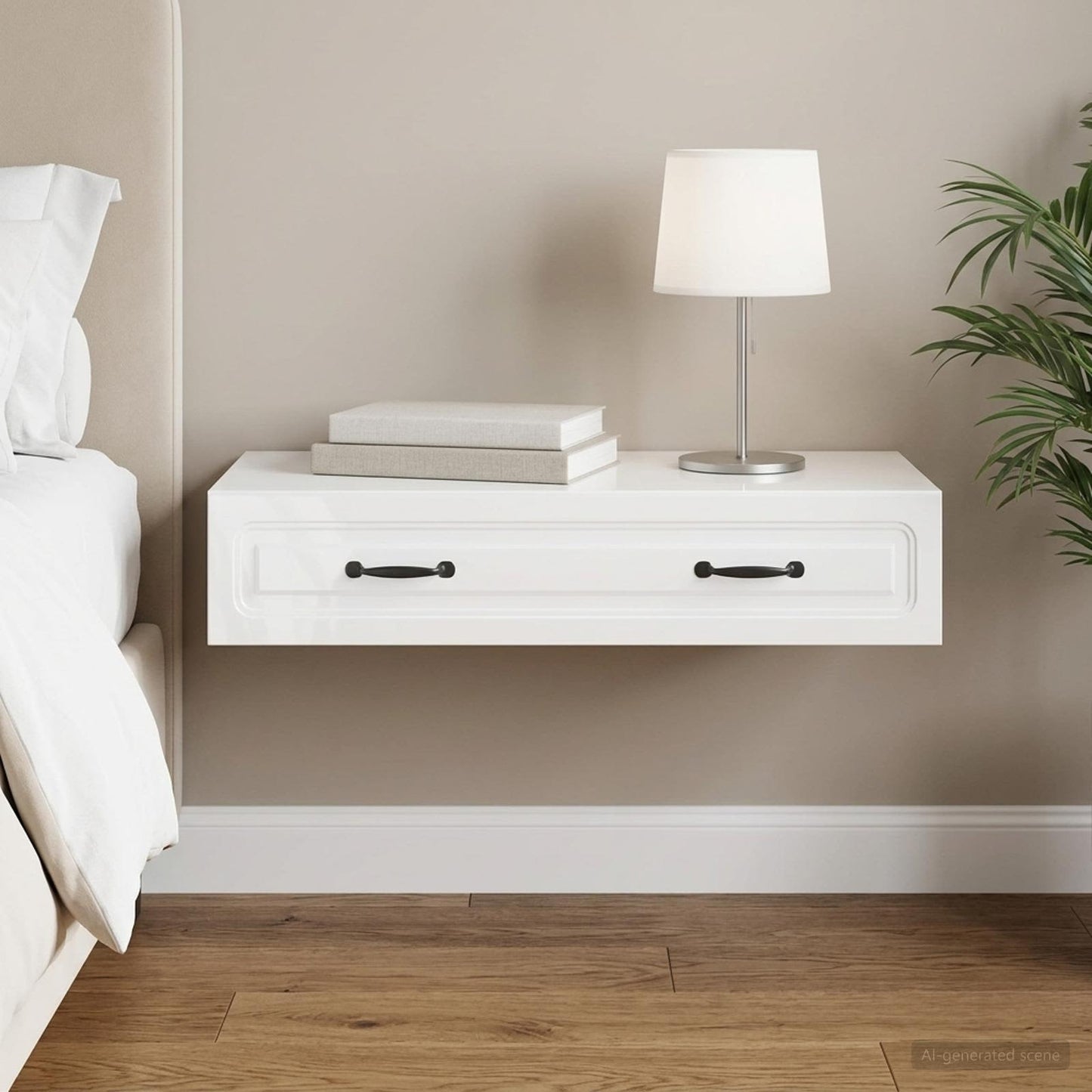 vidaXL Wall-Mounted Side Table High Gloss White 87.5 x 34.5 x 17 cm 1