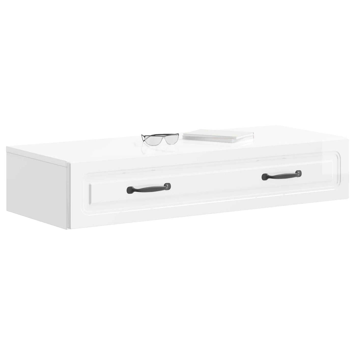 vidaXL Wall-Mounted Side Table High Gloss White 87.5 x 34.5 x 17 cm 3