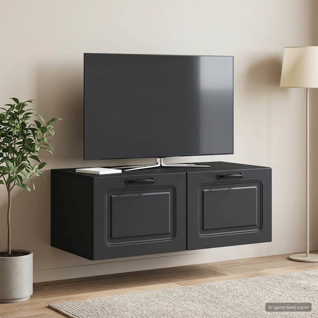 vidaXL Wall-Mounted TV Cabinet Black 78.5 x 41 x 30 cm Engineered Wood 4