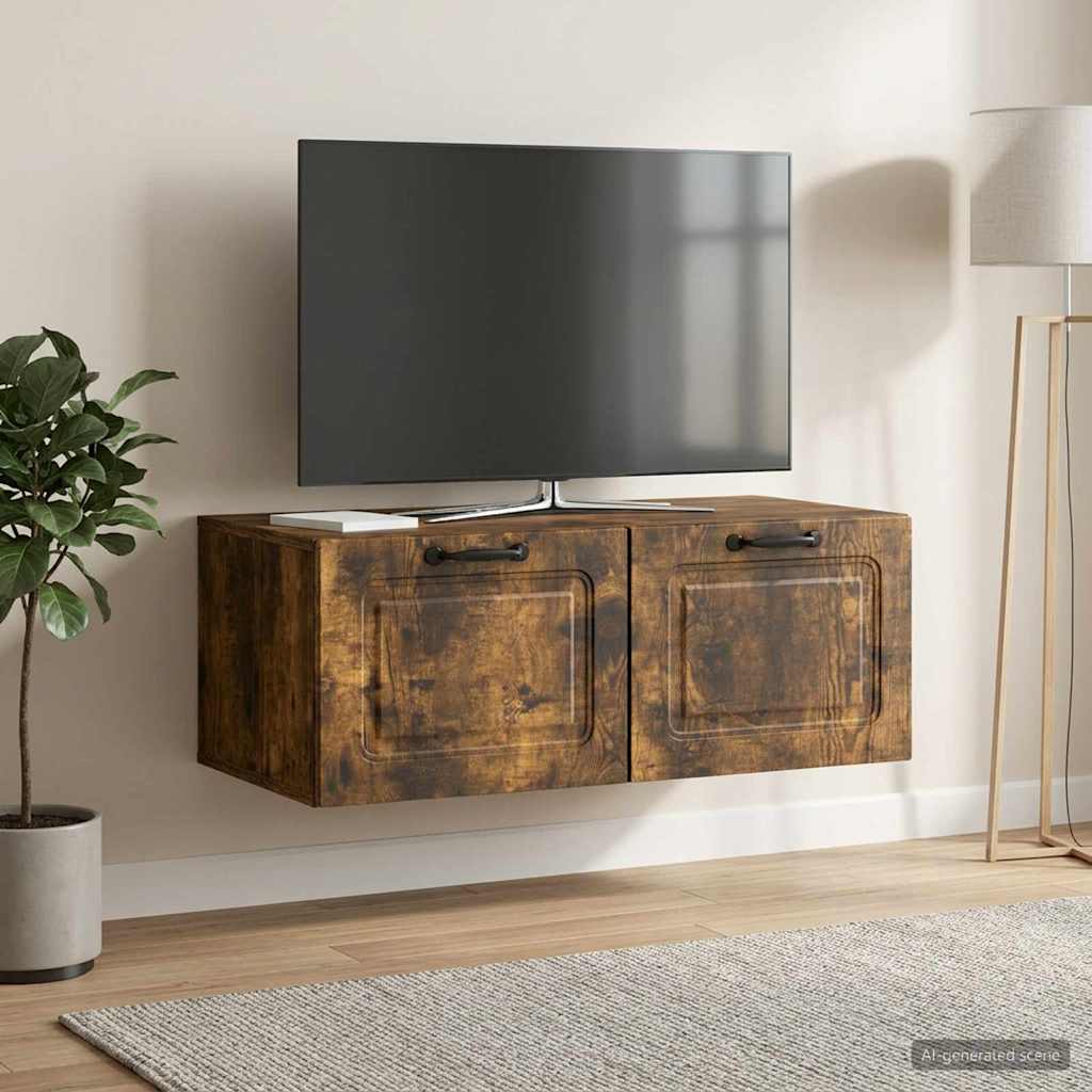 vidaXL Wall-Mounted TV Cabinet Smoked Oak 78.5 x 41 x 30 cm 1