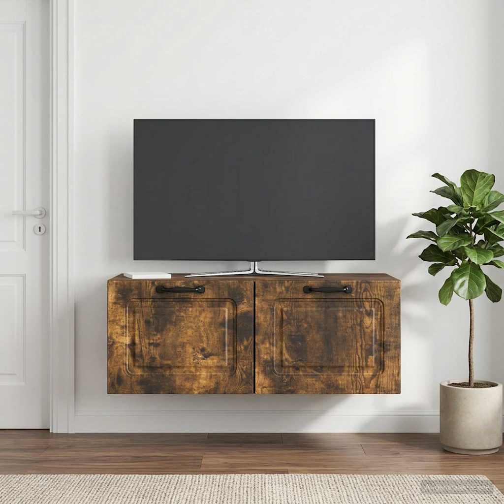 vidaXL Wall-Mounted TV Cabinet Smoked Oak 78.5 x 41 x 30 cm 4