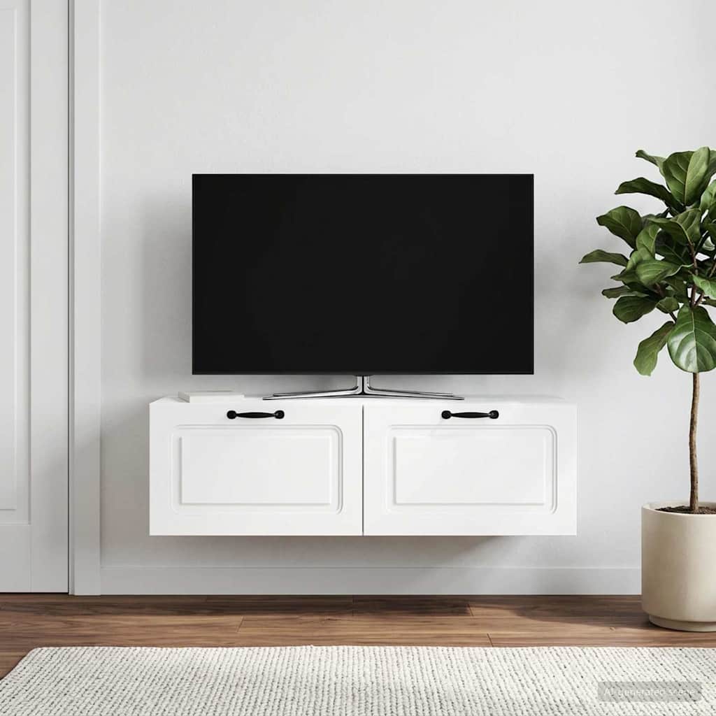 vidaXL Wall-Mounted TV Cabinet White 98 x 41 x 30 cm Engineered Wood 4