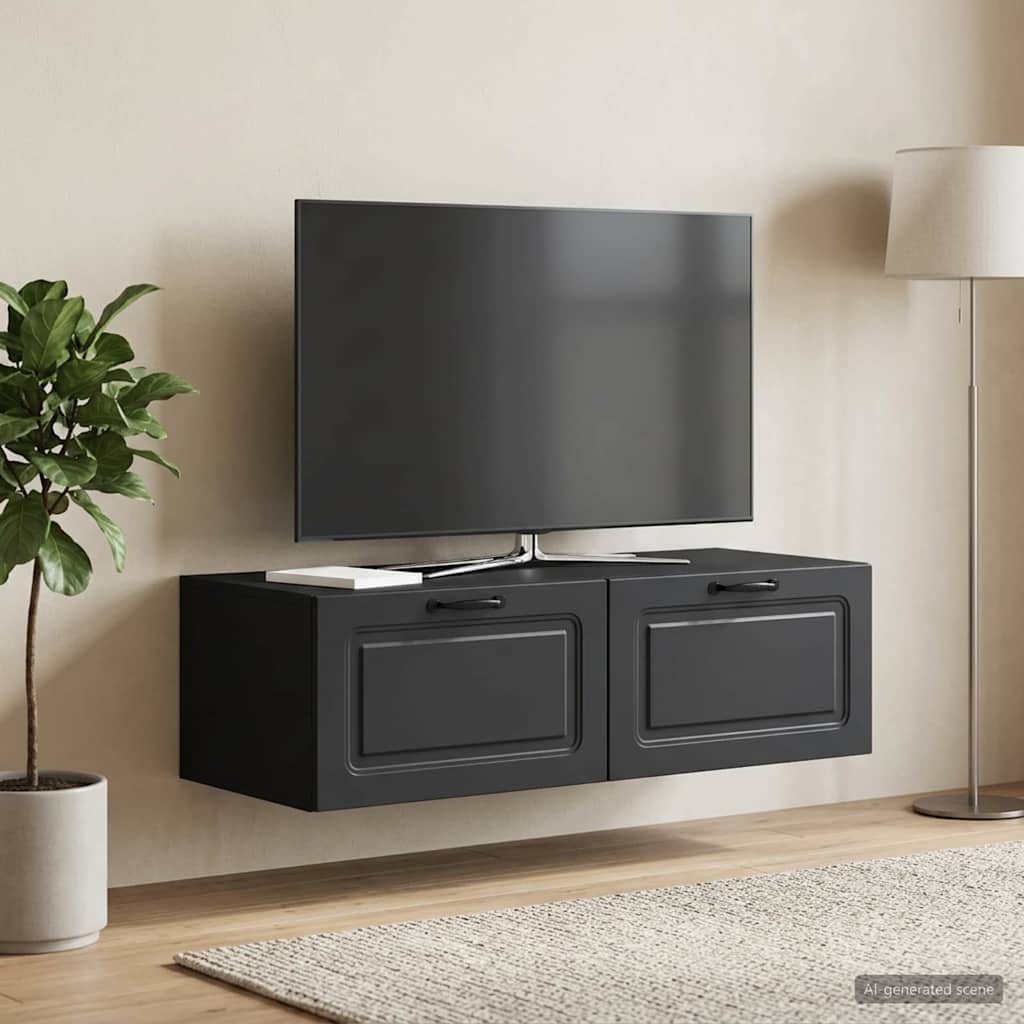 vidaXL Wall-Mounted TV Cabinet Black 98 x 41 x 30 cm Engineered Wood 1