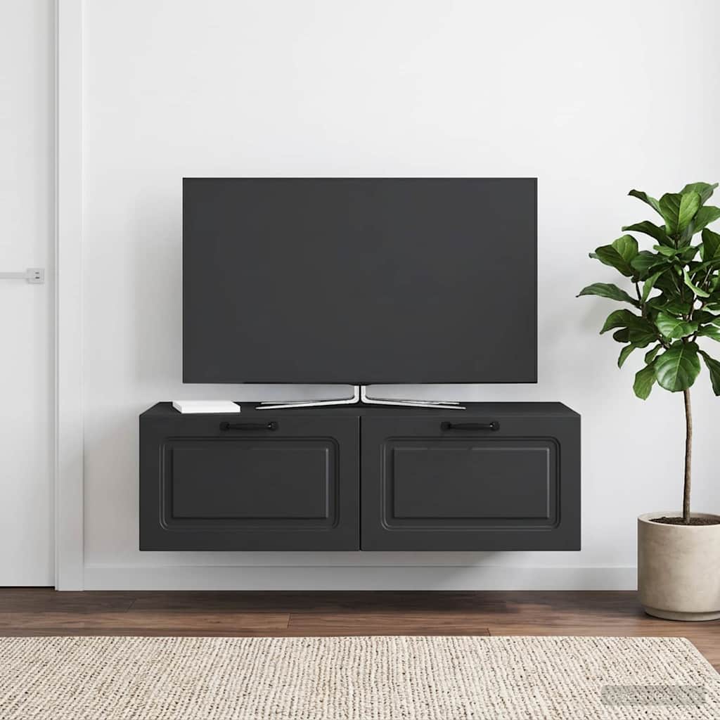 vidaXL Wall-Mounted TV Cabinet Black 98 x 41 x 30 cm Engineered Wood 4