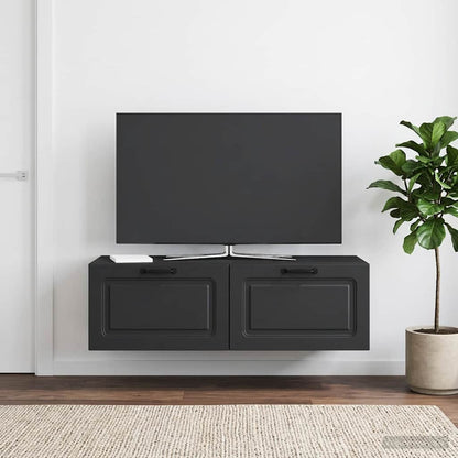 vidaXL Wall-Mounted TV Cabinet Black 98 x 41 x 30 cm Engineered Wood 4
