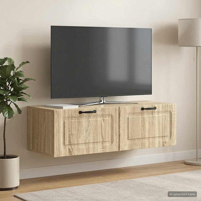 vidaXL Wall-Mounted TV Cabinet Wall-mounted Sonoma Oak 98 x 41 x 30 cm 4
