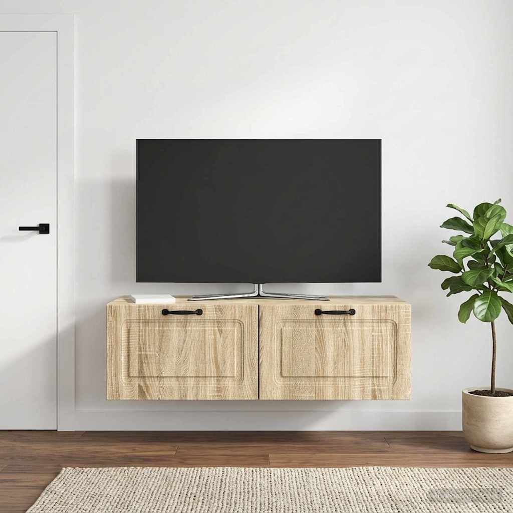 vidaXL Wall-Mounted TV Cabinet Wall-mounted Sonoma Oak 98 x 41 x 30 cm 1