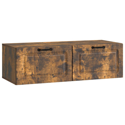 vidaXL Wall-Mounted TV Cabinet Wall-mounted Smoked Oak 98 x 41 x 30 cm 2