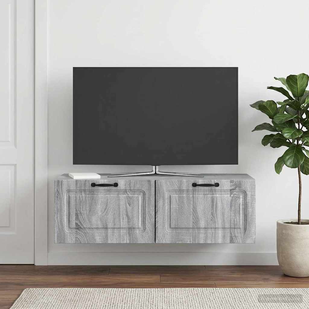 vidaXL Wall-Mounted TV Cabinet Grey Sonoma 98 x 41 x 30 cm 4