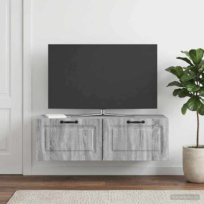 vidaXL Wall-Mounted TV Cabinet Grey Sonoma 98 x 41 x 30 cm 4