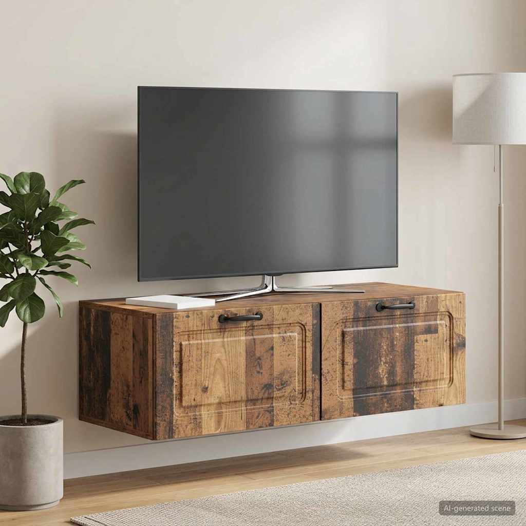 vidaXL Wall-Mounted TV Cabinet Wall-mounted Old Wood 98 x 41 x 30 cm 1