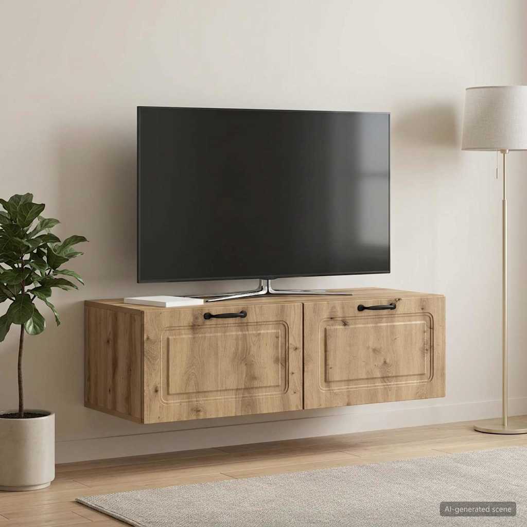 vidaXL Wall-Mounted TV Cabinet 98 x 41 x 30 cm Artisan Oak 4