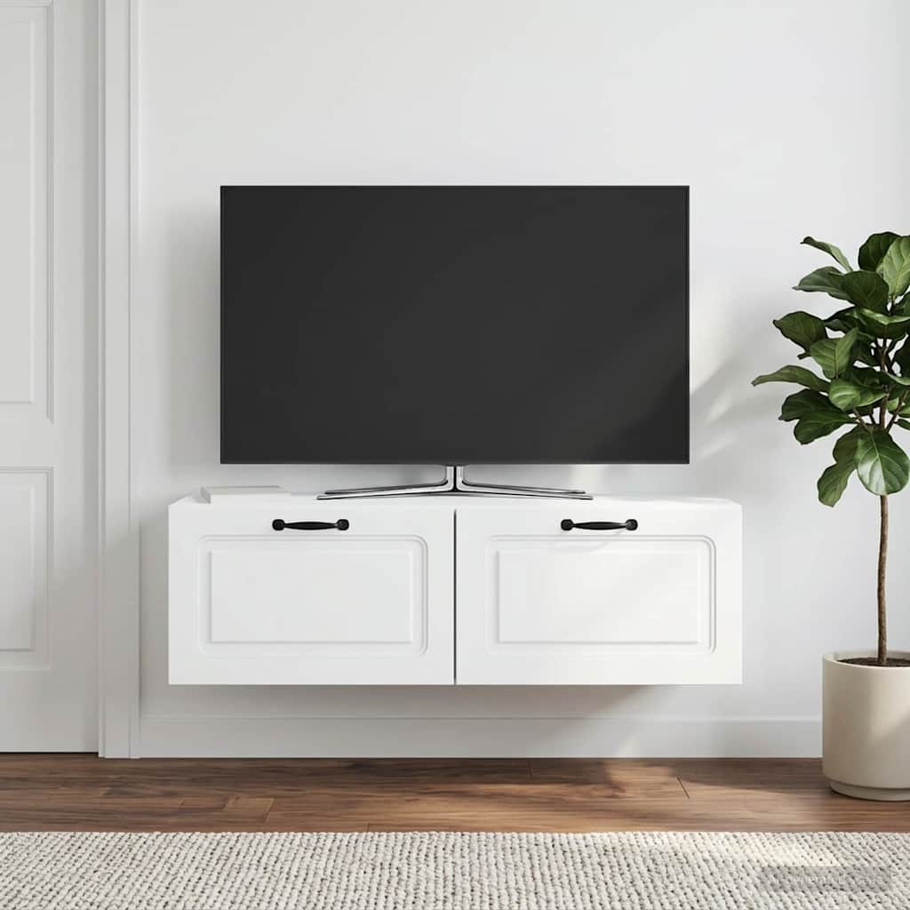 vidaXL Wall-Mounted TV Cabinet White 98 x 31 x 30 cm Engineered Wood 4