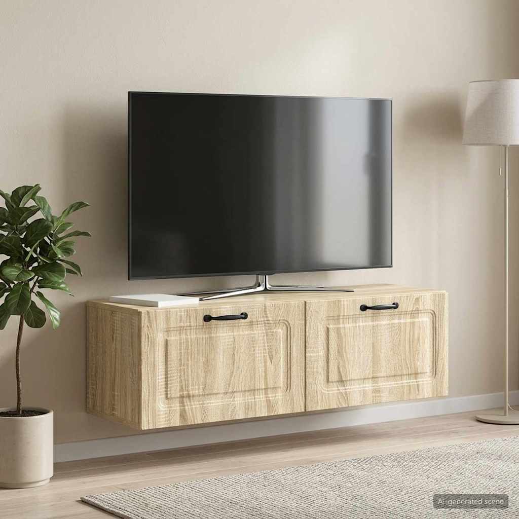 vidaXL Wall-Mounted TV Cabinet Wall-mounted Sonoma Oak 98 x 31 x 30 cm 4